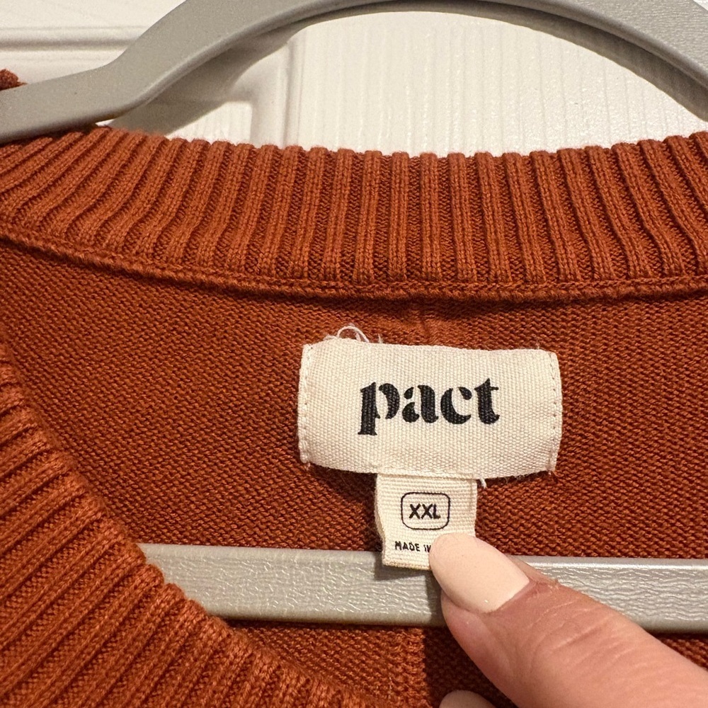 Pact Organic Cotton Orange Crewneck Long Sleeve Sustainable Sweater Size XXL - Picture 2 of 3